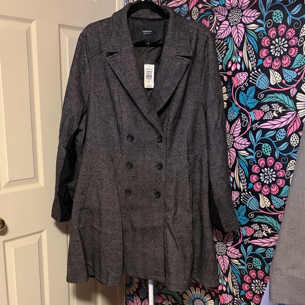 Torrid Black and White wool Coat